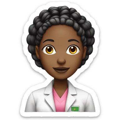 Black female scientist with box braids and pink accents sticker