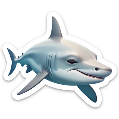 Meme-Worthy Cute Sleeping Hammerhead Shark Portrait Emoji, Head and body resting peacefully with a contented expression, showcasing its uniquely shaped hammerhead with closed, serene eyes and a relaxed, streamlined form, Simplified yet adorably endearing features, highly detailed, glowing with a soft, drowsy ocean light, high shine, relaxed and utterly lovable, stylized with an air of playful laziness, soft glowing outline, capturing the essence of a sleeping hammerhead that feels destined to become the next viral icon of adorable slumber! sticker