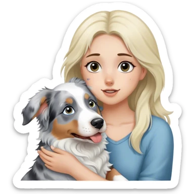 Blue Merle Australian shepherd with a blonde girl sticker