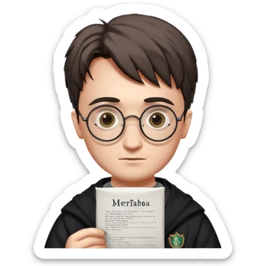 Harran Potter olsun elinde kağıt olsun kağıtta merhaba begüm yazsın sticker