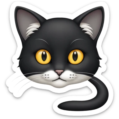 Chat noir et blanc tapant une souris grise sticker