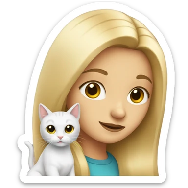 Blonde girl with a cat sticker