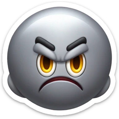 Metal cute mad Kirby bubble Gray ball driving on car wheels with mad eyebrows game sticker