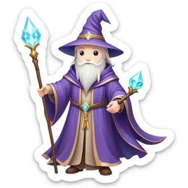 Clash of Clans aesthetic: Cinematic heroic powerful fire Wizard Hero  close up Emoji, rendered in a 3D vector-style similar to standard emojis with minimal shading and bold, simplified shapes. A compact, isometric figure draped in flowing enchanted robes and wielding a mystical staff, softly glowing with an arcane magical charm. Simplified yet unmistakably iconic, highly detailed and consistent, glowing with a soft radiant glow and high shine. Stylized with a touch of whimsical sorcery and a soft glowing outline, capturing the essence of a powerful wizard ready to cast spells with a friendly, playful spirit! sticker