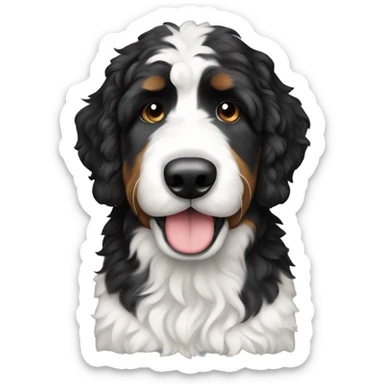 tall black and white f1 bernedoodle  sticker