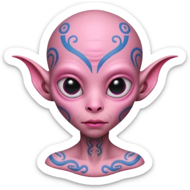 tatted pink alien head sticker