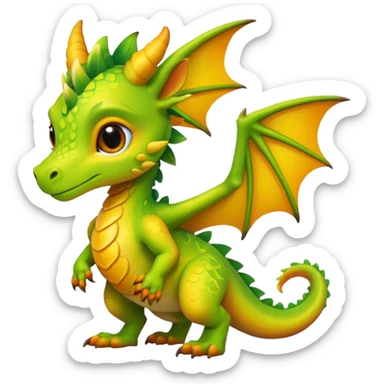 Dark Tropical Mango-Lime Gradient-Skinned Marked Vibrant Vernid-Dutch-Angel-Dragon-creature (full body) sticker