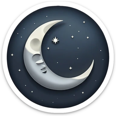 A new moon, mostly dark with just a thin glowing outline sticker