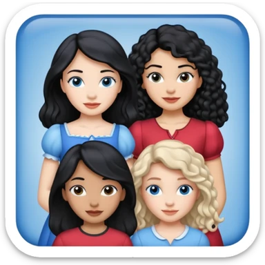 escribe el nombre Disneyland Paris y para titulo, pon a quatro chicas: una pelo corto negro, una pelo rizado largo, una pelo largo liso y la otra pelo ondulado mediano, esta con el ojos azules. Haz un cuadrado rectangular grande en grande blanco y por los lados pon a las chicas que te he descrito sticker