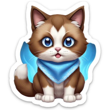 Cinematic Comical Brown Mantle Snowshoe Cat Portrait Emoji, Head tilted dramatically with an exaggeratedly shocked or offended expression, deep brown fur flowing like a mantle over its back, paired with crisp white paws, chest, and a signature white facial mask, piercing icy-blue eyes widened in disbelief, Simplified yet hilariously expressive features, highly detailed, glowing with a slightly sassy glow, high shine, dramatic yet playful, stylized with an air of attitude, bright and endearing, soft glowing outline, capturing the essence of a sassy and over-the-top feline, so meme-worthy it feels like it could side-eye its way into internet fame instantly! sticker