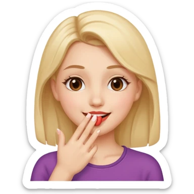 une fille qui envoie un bisou, visage souriant, main devant la bouche, simple et expressif sticker