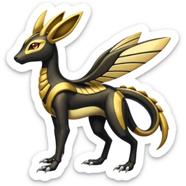 Shiny 4-legged Meloetta-Anubis-Salandit-Beedrill-fusion, full body sticker