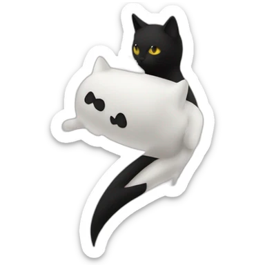 Chat noir et blanc avec une tâche noire sur le museau  sticker