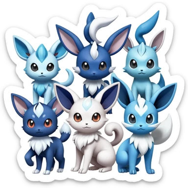 Meowstic-Absol-Minccino-Glaceon-Pokémon-Fakémon-creature sticker