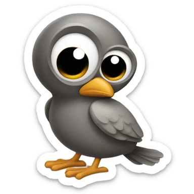 A quirky cartoon character resembling a bird, with big round eyes and a small round body.  sticker