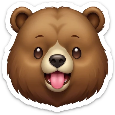 Bear with eyes closed and tongue hanging out one side of mouth sticker