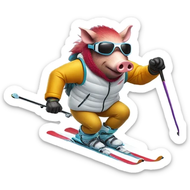 Razorback skiing sticker