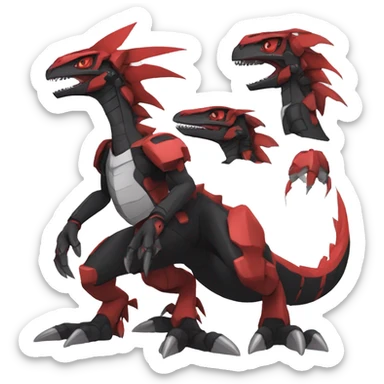  Cool Edgy Black Red Digimon-Fakemon-Guilmon-Velociraptor-Dragon-Mecha full body sticker