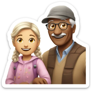 Grandpa and granddaughter  sticker