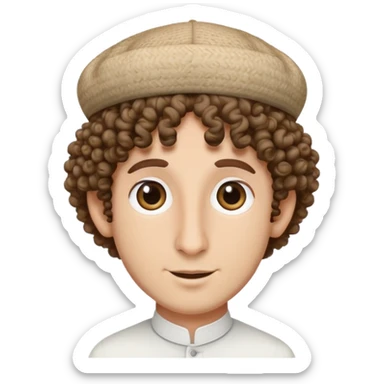 A Jew with curly hair and long nose with the religious hat  sticker