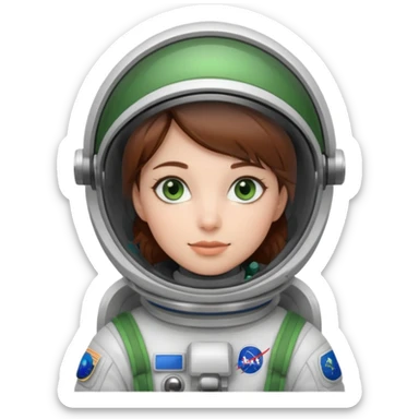 Astronauts, Young, female, white skin, green eyes, brown hair sticker