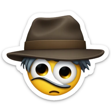 slanted eye emoji with hat sticker