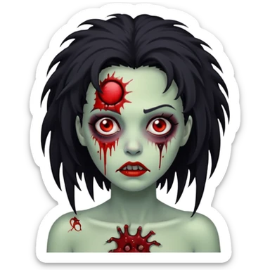 Mulher zumbi com pés escura ferimentos e um cabelo crespo cabelo preto  sticker