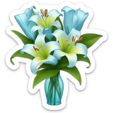 LightBlue bouquet of Lily flowers sticker