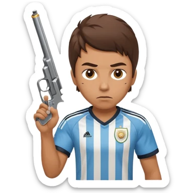 haz un turro con una biszera para atras y con un arma remera argentina pero arma de fuego que tenga un revolver  solo sticker