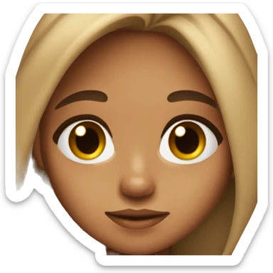 girl with long ish brown hair tan brownish skin and beauty spot near her chin and being cute sticker