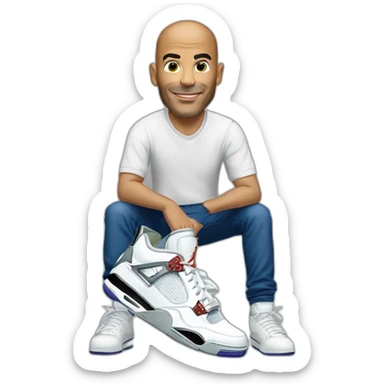 zidane with sneakers jordan 4 on his face sticker