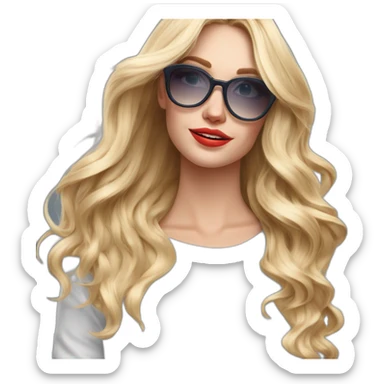 Blonde Frau Schulterlange Balayage mit Strähnchen mit Brille und red bull in der Hand sticker