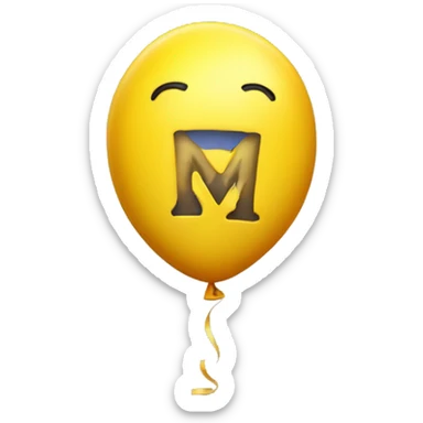 yellow bouncy balloon with letter M instead of handles, with holes like cheese sticker