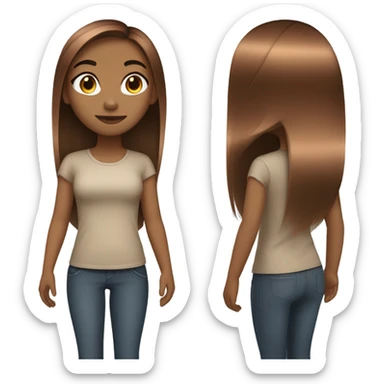 blasian girl with copper straight shoulder lenght hair. sticker