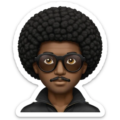 a black guy with shades and an afro sticker