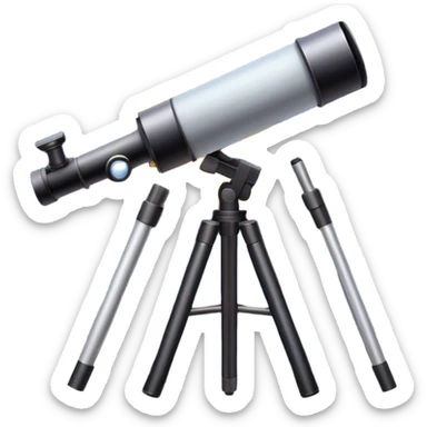 An icon featuring a telescope, stars, and a planet, symbolizing astronomy. The design includes a crescent moon, distant galaxies, and constellations, representing the study of space and celestial bodies. Transparent background highlights the exploration of the universe and cosmic phenomena. sticker