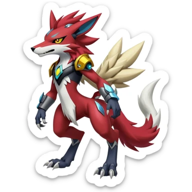  Cool Edgy Godly Digimon-Zoroark-Zeraora-Lycanroc-Medabot full body sticker