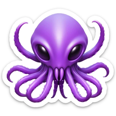 Clash of Clans aesthetic: Cinematic Playful Zerg Alien Emoji, rendered in a 3D vector-style similar to standard emojis with minimal shading and bold, simplified shapes. A compact, isometric, otherworldly creature with insectoid, organic details and subtle, eerie tentacles, softly glowing with a sinister alien charm. Simplified yet unmistakably iconic, highly detailed and consistent, glowing with a soft, spectral radiance and high shine. Stylized with a touch of bio-engineered mischief and a soft glowing outline, capturing the essence of a fearsome extraterrestrial menace with a playful twist! sticker