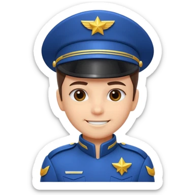 cute spaceship captain portrait, head and shoulders only, futuristic captain uniform collar, captain badge, confident smile, 3D cartoon, mobile game icon style, clean background, no text, no watermark
 sticker