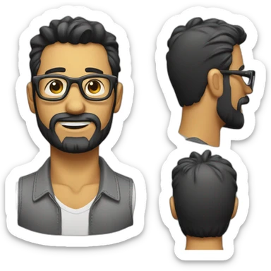 Chico rapado con barba y con gafas sticker