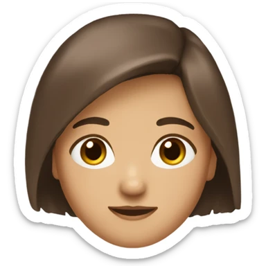 Short, brown-haired girl with brown eyes, freackles and tanish sticker