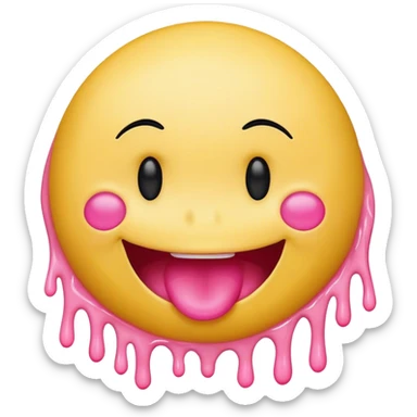 smiley yellow face with pink goo coming out of the side of its head sticker