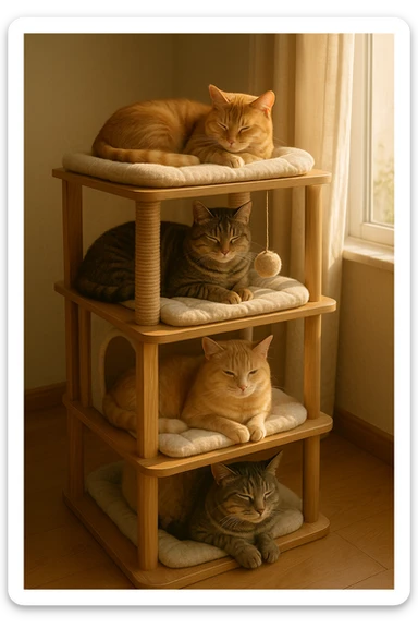 cats relaxing in a vertical playhouse sticker