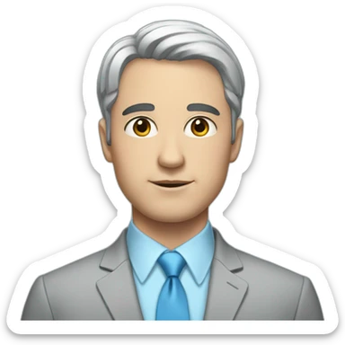 a white man with short black hair wearing a light blue shirt and a pink tie  sticker