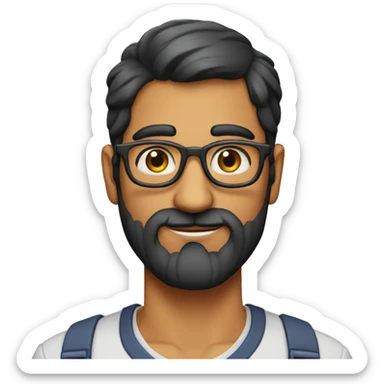 tall lanky nerdy indian dude with a barely existing beard sticker