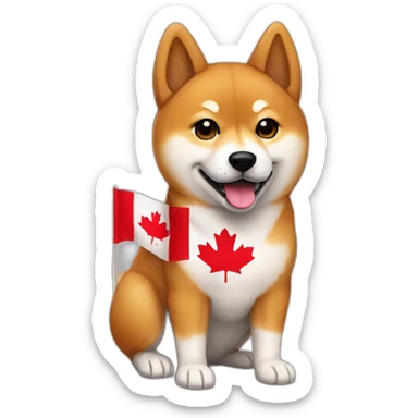 Shiba with canada flag sticker