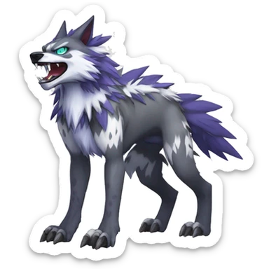  Cool Edgy Digimon-Fakemon-Garurumon-Loogamon-Dorulumon-Wolf with edgy markings full body sticker