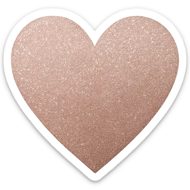 Edit the glittery gold color heart to a glittery rose gold color heart with a subtle gradient and no border. Keep the background transparent. Maintain the glittery texture and subtle gradient effect in rose gold tones sticker