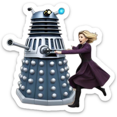 dalek chasing jodie whittaker sticker