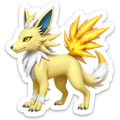 Feral Quadrupedal Digitigrade Luxray-Jolteon-Renamon-Zeraora-Vernid-Sergal-fusion-hybrid-creature, full body  sticker